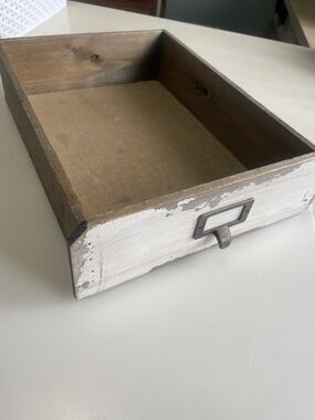 Drawer with Vintage Handle Antiqued White